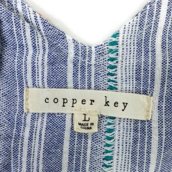 Copper Key Multicolor Stripe Cropped Shoulder Tie Tank Top Womens Large - Picture 9 of 13